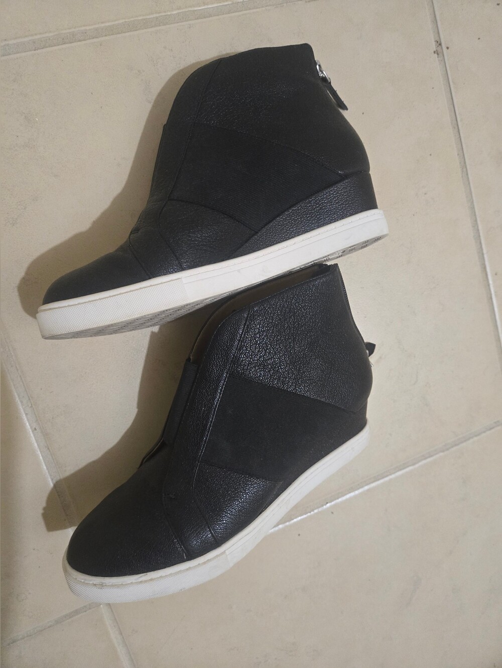 Paolo Black Wedge Sneaker Booties with White Sole